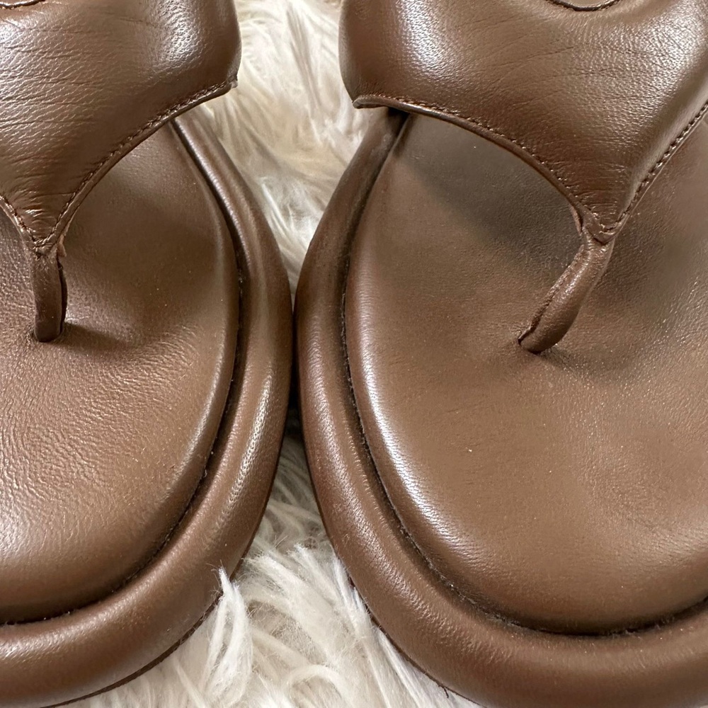 GIA BORGHINI Leather Thong Sandal Shoes in brown size 6 - Picture 6 of 8